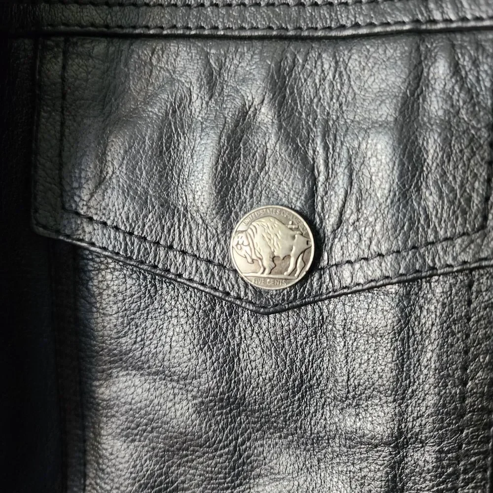 X Element Black Leather Shirt Jacket Motorcicle